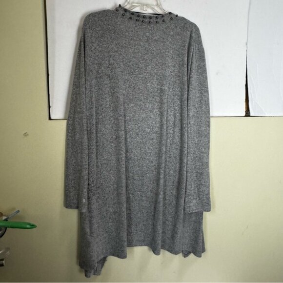 Coin 1804 Beaded Long Cardigan Sweater Duster Pockets Stretch Soft Lightweight L - Picture 4 of 14